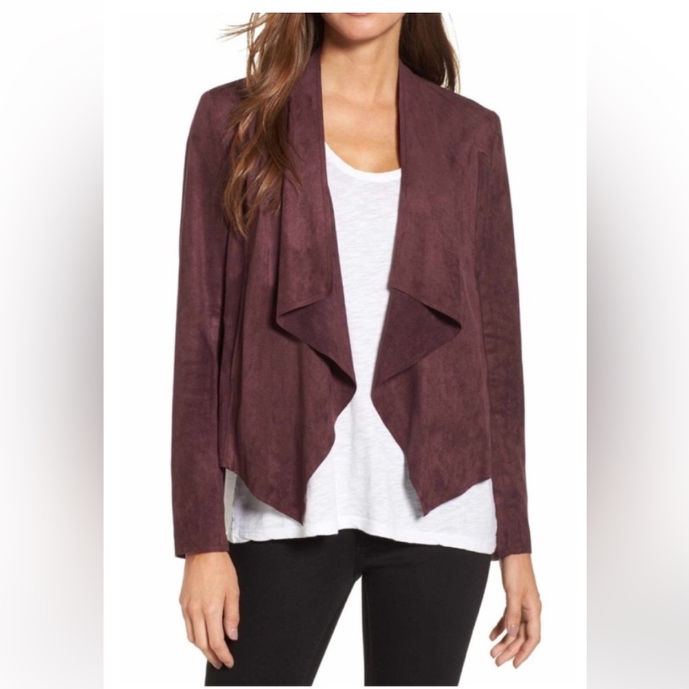 Women's Draped Open Front Faux Suede Jacket